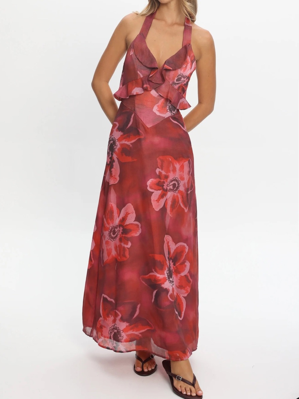 🌟 NEW FLORAL HALTER TOP MAXI DRESS